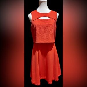 Rachel Roy Women's Textured Fit-and-Flare Dress in Bright Orange